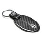 Chevrolet Corvette C8 Stingray Black Real Carbon Fiber Oval Shape with Black Leather Strap Key Chain