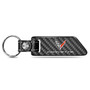 Chevrolet Corvette C8 Black Real Carbon Fiber Blade Style with Black Leather Strap Key Chain