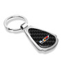 Cadillac V Logo Real Black Carbon Fiber Chrome Metal Teardrop Key Chain