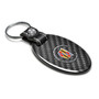 Cadillac Logo Black Real Carbon Fiber Oval Shape with Black Leather Strap Key Chain