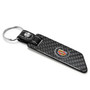 Cadillac Logo Black Real Carbon Fiber Blade Style with Black Leather Strap Key Chain