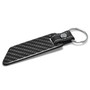 Cadillac V Logo Black Real Carbon Fiber Blade Style with Black Leather Strap Key Chain