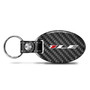 Chevrolet Camaro 1LE Black Real Carbon Fiber Oval Shape with Black Leather Strap Key Chain