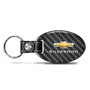 Chevrolet Silverado Black Real Carbon Fiber Oval Shape with Black Leather Strap Key Chain