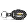 Chevrolet Tahoe Black Real Carbon Fiber Oval Shape with Black Leather Strap Key Chain
