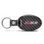 Chevrolet Z71 Black Real Carbon Fiber Oval Shape with Black Leather Strap Key Chain