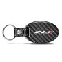 Chevrolet Camaro ZL1 Black Real Carbon Fiber Oval Shape with Black Leather Strap Key Chain