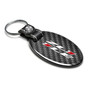 Chevrolet Camaro ZL1-1LE Black Real Carbon Fiber Oval Shape with Black Leather Strap Key Chain