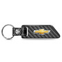 Chevrolet Golden Logo Black Real Carbon Fiber Blade Style with Black Leather Strap Key Chain