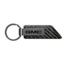 GMC Black Chrome Metal Plate Carbon Fiber Texture PU Leather Key Chain
