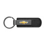 Chevrolet Golden Logo Black Chrome Metal Plate Black PU Leather Key Chain