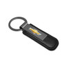 Chevrolet Golden Logo Black Chrome Metal Plate Black PU Leather Key Chain