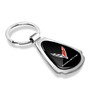 Chevrolet Corvette C8 Black Dome Chrome Metal Teardrop Key Chain