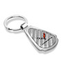 Chevrolet Corvette C7 Real Silver Dome Carbon Fiber Chrome Metal Teardrop Key Chain