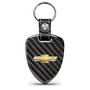 Chevrolet Golden Logo Real Black Carbon Fiber Large Shield-Style Key Chain