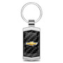 Chevrolet Golden Logo Real Black Carbon Fiber Chrome Metal Case Key Chain