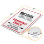 Ford Mustang Boss 302 12" x 9" Parking Only Sign in White Glassy Aluminum