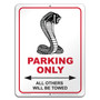 Ford Cobra 12" x 9" Parking Only Sign in White Glassy Aluminum