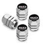 Ford Mustang 5.0 in Black on Silver Chrome Hexagon Shape Aluminum Tire Valve Stem Caps