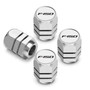 Ford F-150 in White on Silver Chrome Hexagon Shape Aluminum Tire Valve Stem Caps