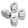 Ford ST in White on Silver Chrome Hexagon Shape Aluminum Tire Valve Stem Caps