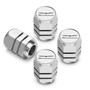 Ford Thunderbird in White on Silver Chrome Hexagon Shape Aluminum Tire Valve Stem Caps