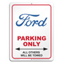 Ford Logo 12" x 9" Parking Only Sign in White Glassy Aluminum