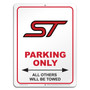 Ford ST 12" x 9" Parking Only Sign in White Glassy Aluminum
