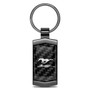 Ford Mustang Script Real Black Carbon Fiber Gunmetal Metal Case Key Chain