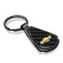 Chevrolet Golden Logo Real Black Carbon Fiber Gunmetal Black Teardrop Key Chain