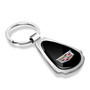 Cadillac Crest Logo Black Dome Chrome Metal Teardrop Key Chain