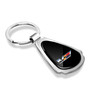 Cadillac V Logo Black Dome Chrome Metal Teardrop Key Chain