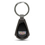 Cadillac Crest Logo Black Dome Gunmetal Black Metal Teardrop Key Chain