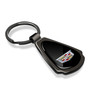 Cadillac Crest Logo Black Dome Gunmetal Black Metal Teardrop Key Chain