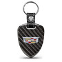 Cadillac Crest Logo Real Black Carbon Fiber Large Shield-Style Key Chain