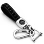 Chevrolet Black Logo Braided Rope Style Genuine Black Leather Key Chain