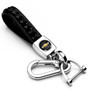 Chevrolet Golden Logo Braided Rope Style Genuine Black Leather Key Chain