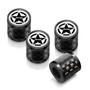 Jeep Willys Star Logo in White on Real Carbon Fiber Barrel Black Aluminum Tire Valve Stem Caps