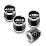 Jeep in Black on Real Carbon Fiber Barrel Silver Aluminum Tire Valve Stem Caps