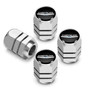 Chrysler Logo in Black on Silver Hexagon Shape Aluminum Tire Valve Stem Caps