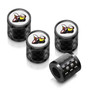 Dodge Scat-Pack in White on Real Carbon Fiber Barrel Black Aluminum Tire Valve Stem Caps