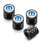 Mopar in White on Real Carbon Fiber Barrel Black Aluminum Tire Valve Stem Caps