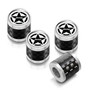 Jeep Willys Star Logo in White on Real Carbon Fiber Barrel Silver Aluminum Tire Valve Stem Caps