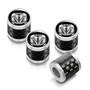 RAM 2019 Logo in Black on Real Carbon Fiber Barrel Silver Aluminum Tire Valve Stem Caps