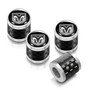 RAM in Black on Real Carbon Fiber Barrel Silver Aluminum Tire Valve Stem Caps