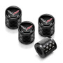 Chevrolet Corvette C7 Logo in Black on Real Carbon Fiber Barrel Black Aluminum Tire Valve Stem Caps