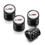 Cadillac V Logo in White on Real Carbon Fiber Barrel Black Aluminum Tire Valve Stem Caps