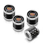 Cadillac Logo in Black on Real Carbon Fiber Barrel Silver Aluminum Tire Valve Stem Caps