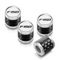 Ford F-150 in White on Real Carbon Fiber Barrel Silver Aluminum Tire Valve Stem Caps