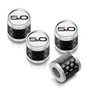 Ford Mustang 5.0 in White on Real Carbon Fiber Barrel Silver Aluminum Tire Valve Stem Caps